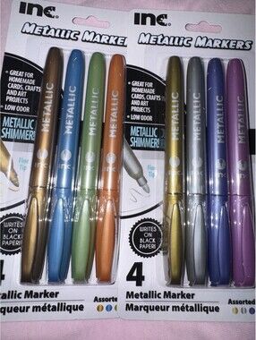 Inc. Metallic Marker Pens 8 colors (2 packs of 4 each) - new in package